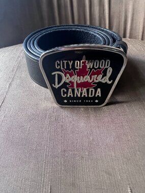 Dsquared City of Wood Buckle Belt in Leather (Preloved)
